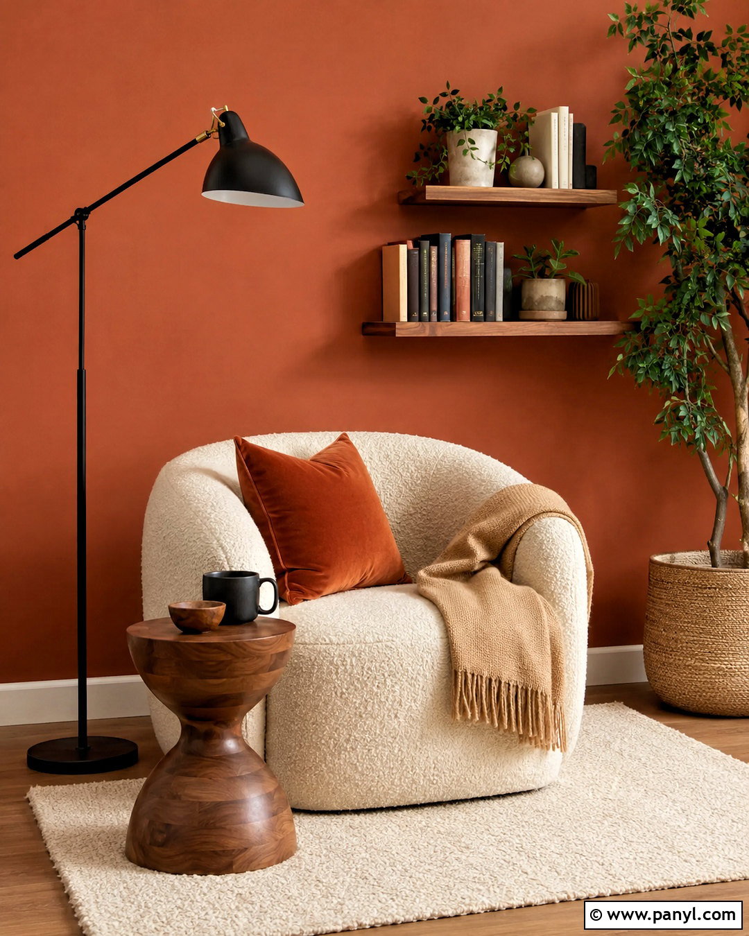 Terracotta Accent Wall in a Reading Nook - 35 terracotta accent wall ideas