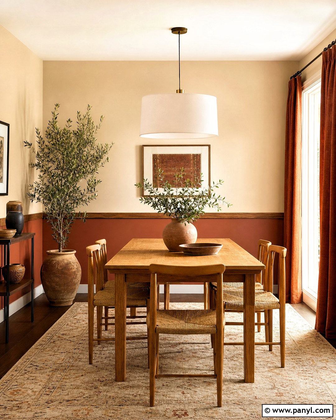 Terracotta And Beige Two Tone Dining Room - 20 two tone room ideas