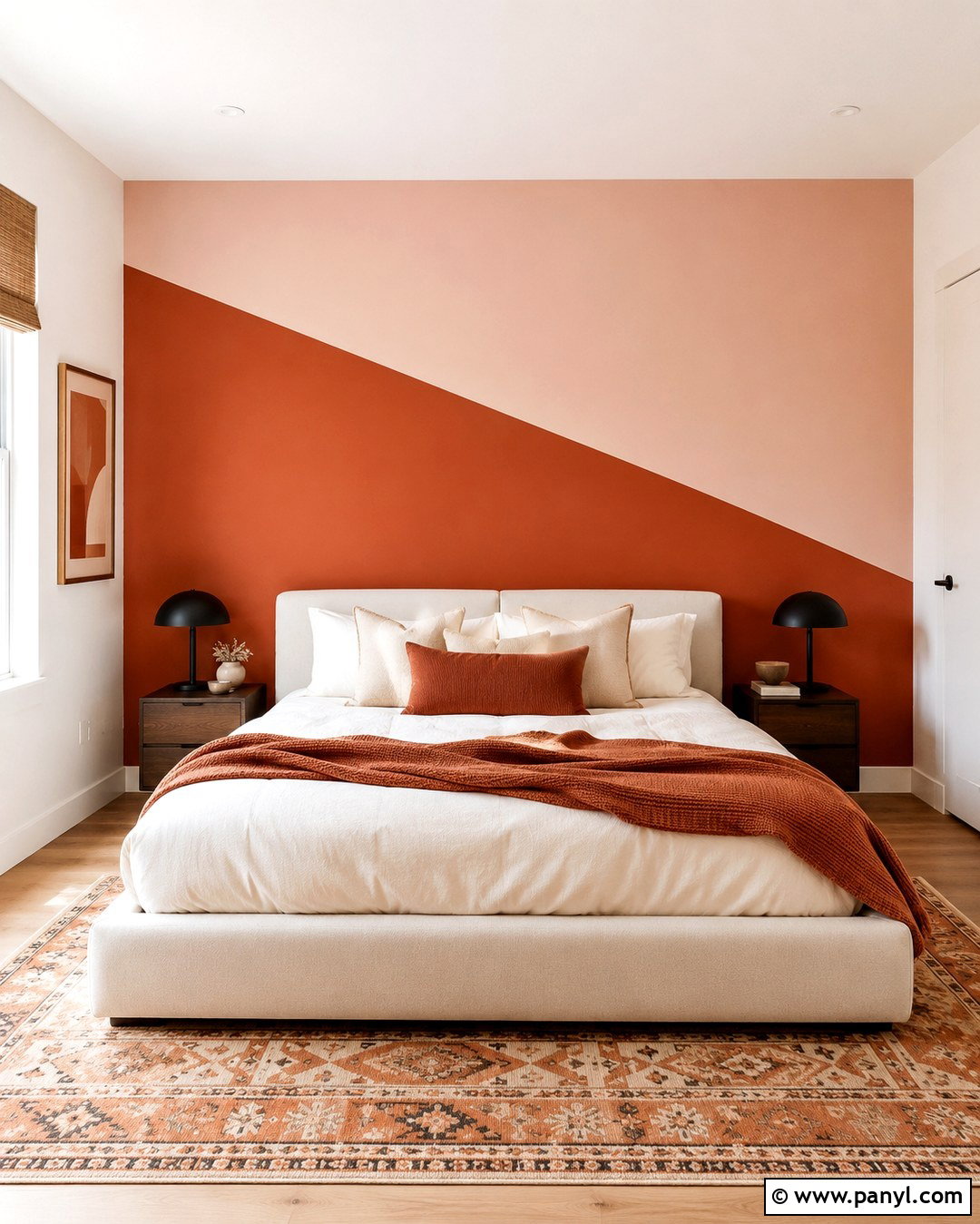Terracotta And Blush Accent Wall - 20 Two Color Accent Wall Ideas