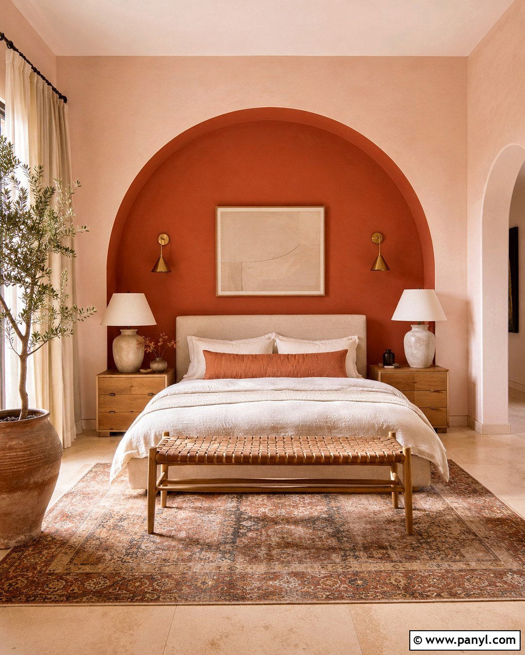 Terracotta And Blush Bedroom - 20 Rooms With Two Color Walls