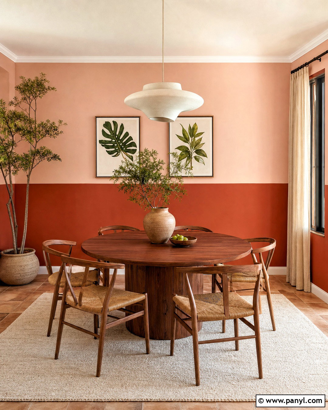 Terracotta And Blush Dining Room Walls - 20 two color wall ideas
