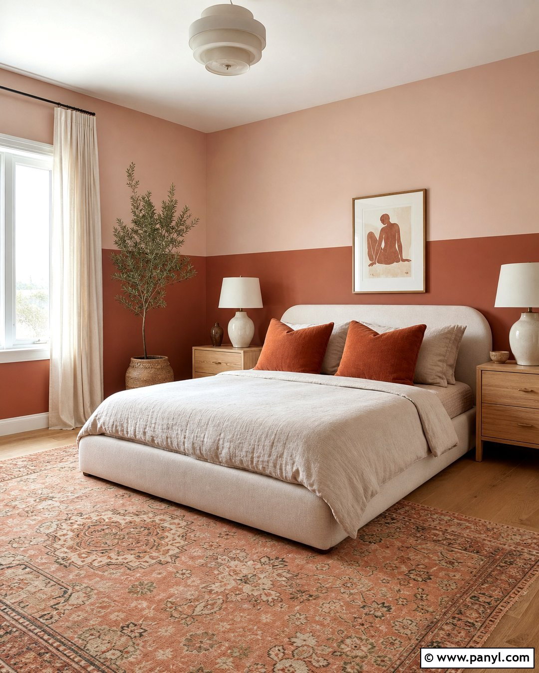 Terracotta And Blush Two Color Wall - 25 2 Color Wall ideas