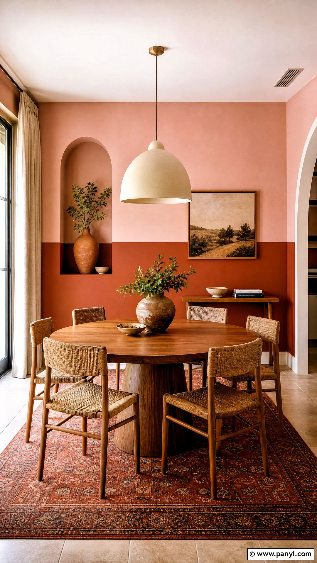 Terracotta And Blush Two Tone Accent Wall - 20 2 tone accent wall ideas