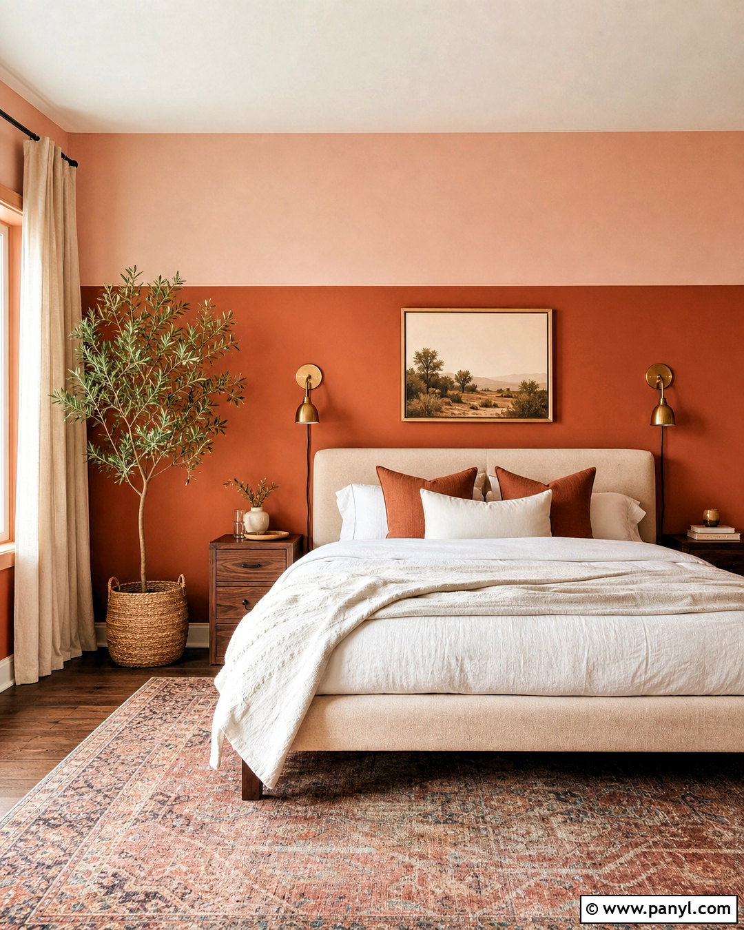 Terracotta And Blush Two Tone Bedroom Walls - 20 two tone painted walls