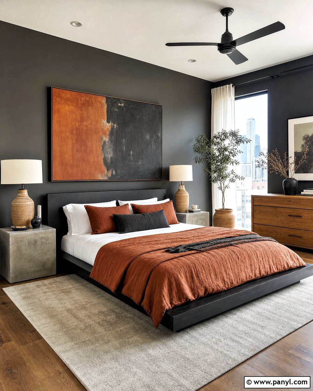 Terracotta And Charcoal Bedroom - 20 terracotta color palette bedrooms