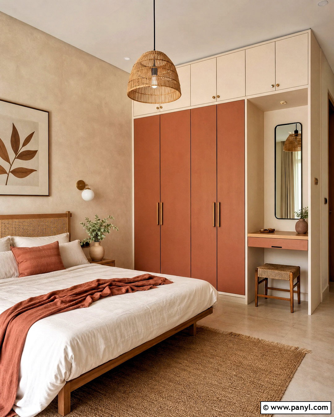 Terracotta And Cream Wardrobe - 20 bedroom wardrobe colour combination ideas