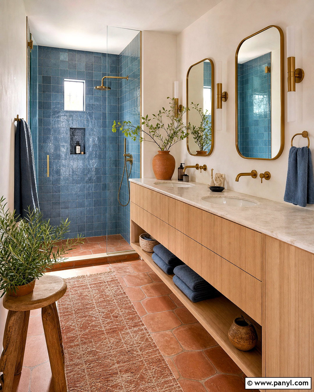 Terracotta And Dusty Blue Bathroom - 20 terracotta colour palette ideas