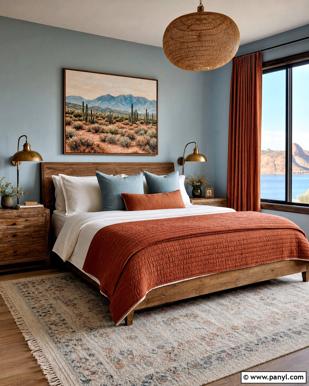 Terracotta And Dusty Blue Bedroom - 20 terracotta bedroom ideas