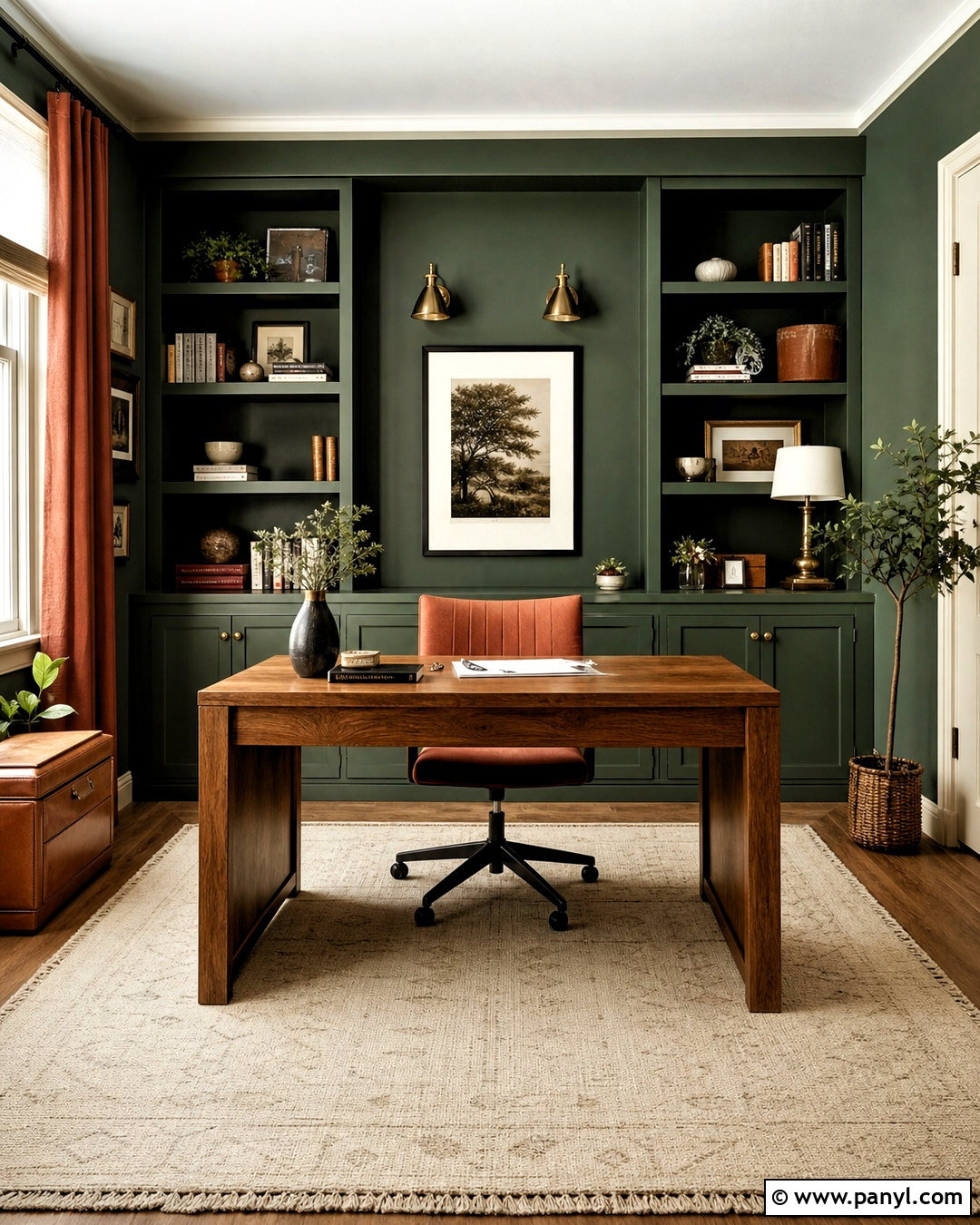 Terracotta And Forest Green Home Office - 20 terracotta colour palette ideas
