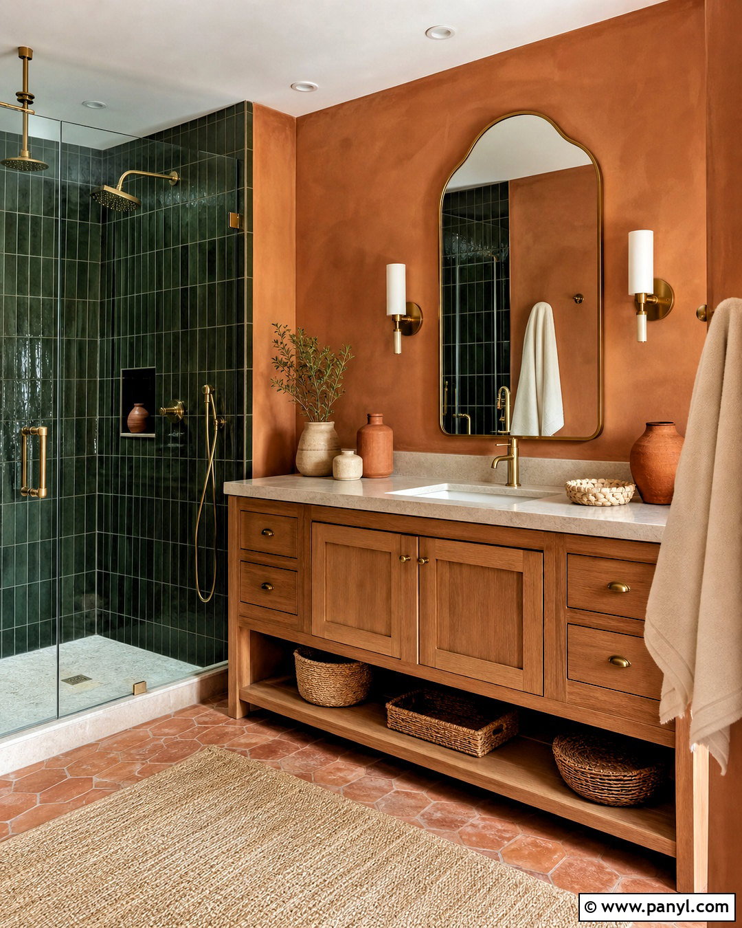 Terracotta And Green Bathroom - 20 green bathroom inspo ideas