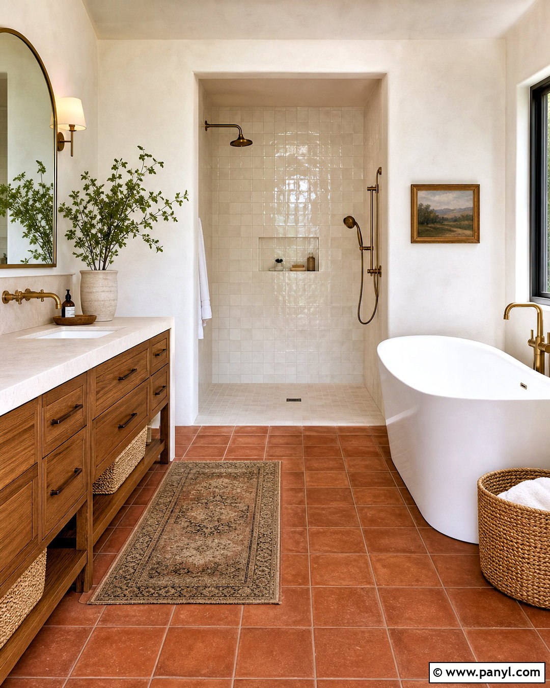 Terracotta And Ivory Bathroom Tile Combination - 20 tiles combination for bathroom ideas