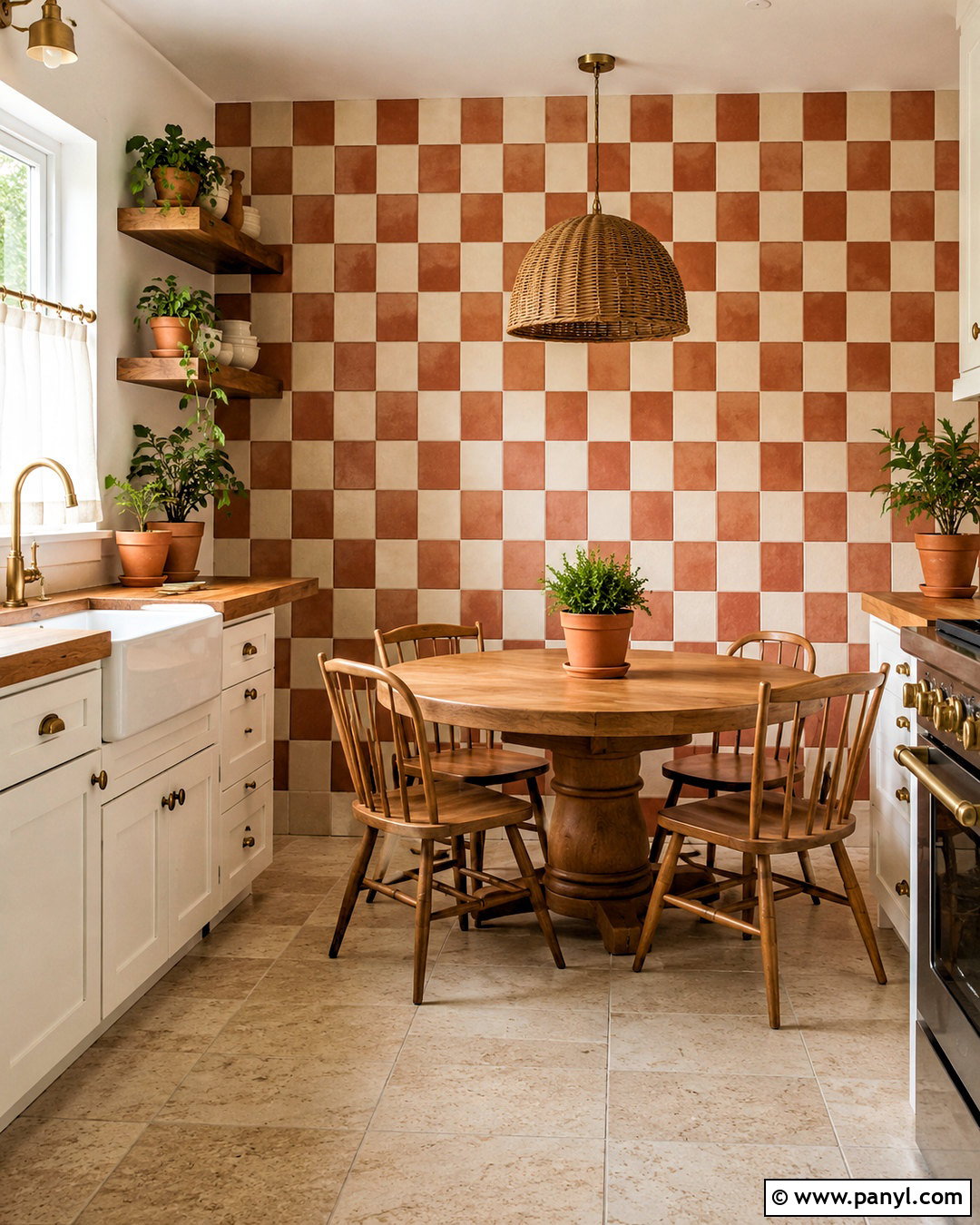 Terracotta And Ivory Checkerboard Kitchen Wall - 20 checkerboard wall ideas