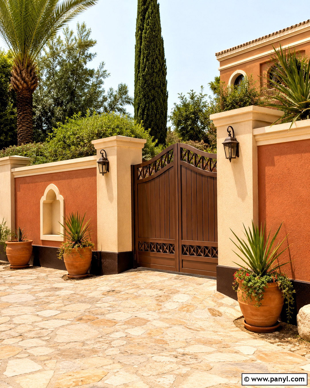 Terracotta And Ivory Compound Wall - 20 compound wall painting ideas