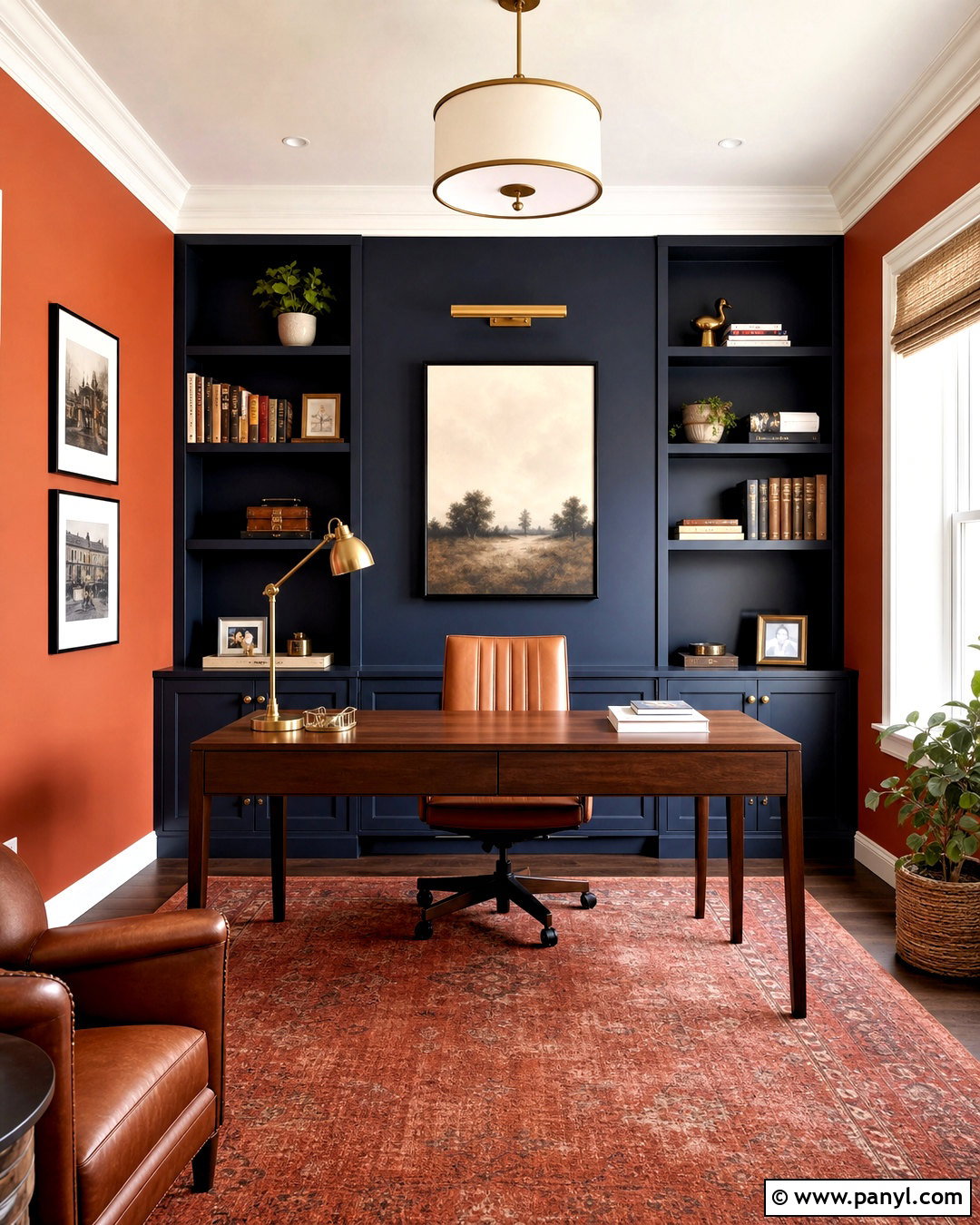 Terracotta And Navy Home Office - 20 terracotta interior design ideas