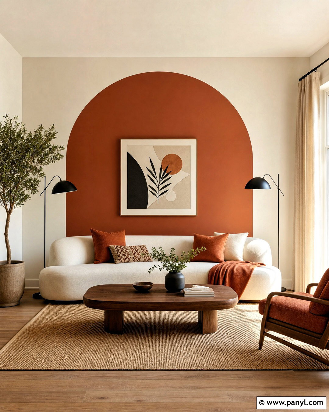 Terracotta And Off-White Two Tone Living Room Walls - 20 two tone living room walls