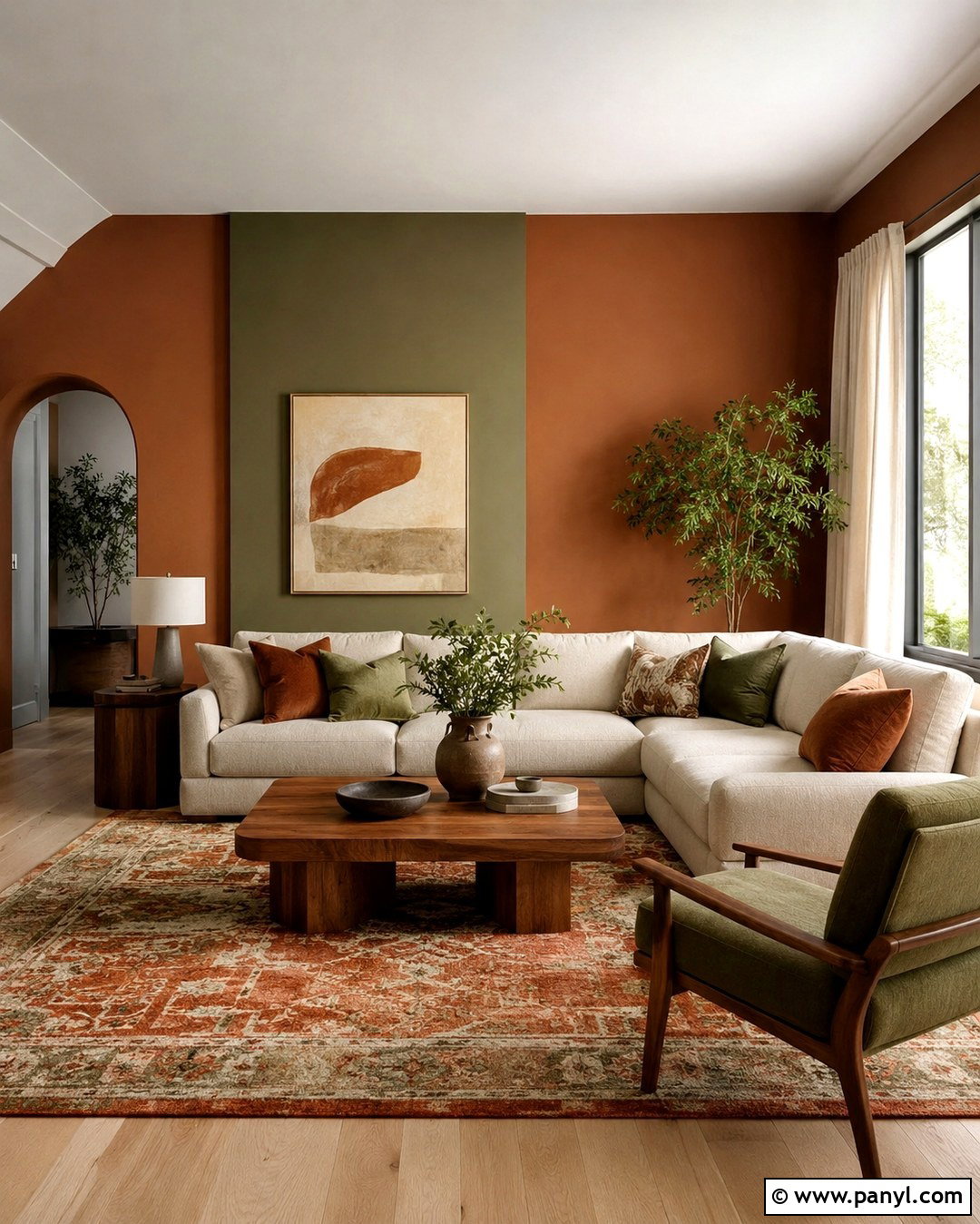 Terracotta And Olive Green Accent Wall - 20 Orange And Green Accent Wall Ideas