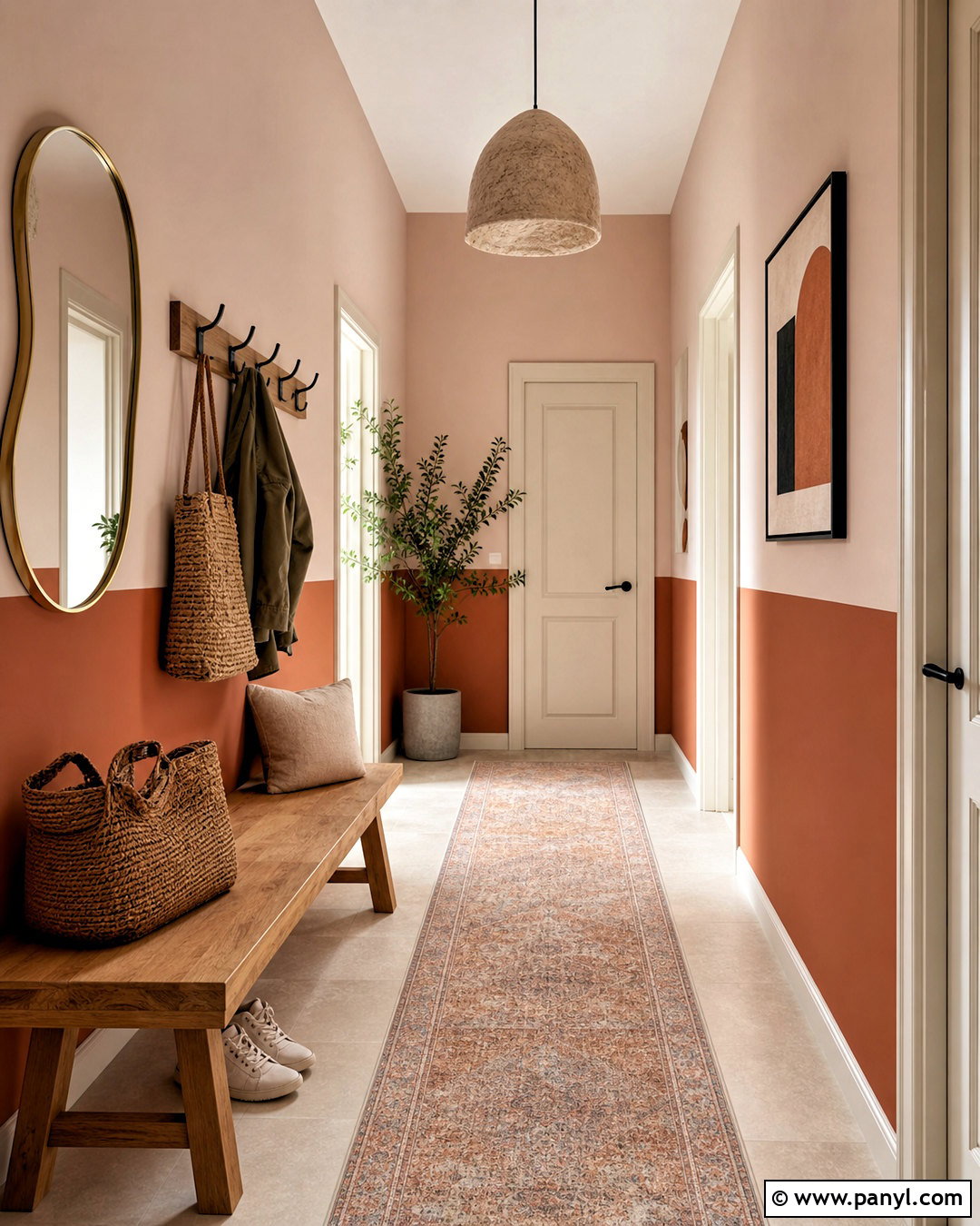 Terracotta And Pale Blush Hallway - 20 two tone hallway ideas