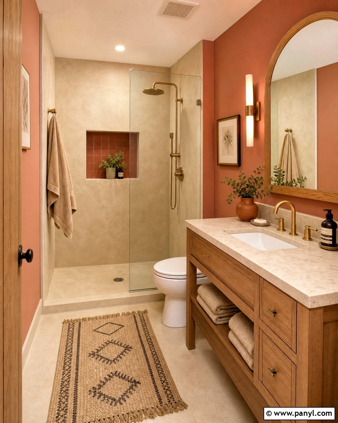 Terracotta And Warm Beige Bathroom - 20 small bathroom colour schemes