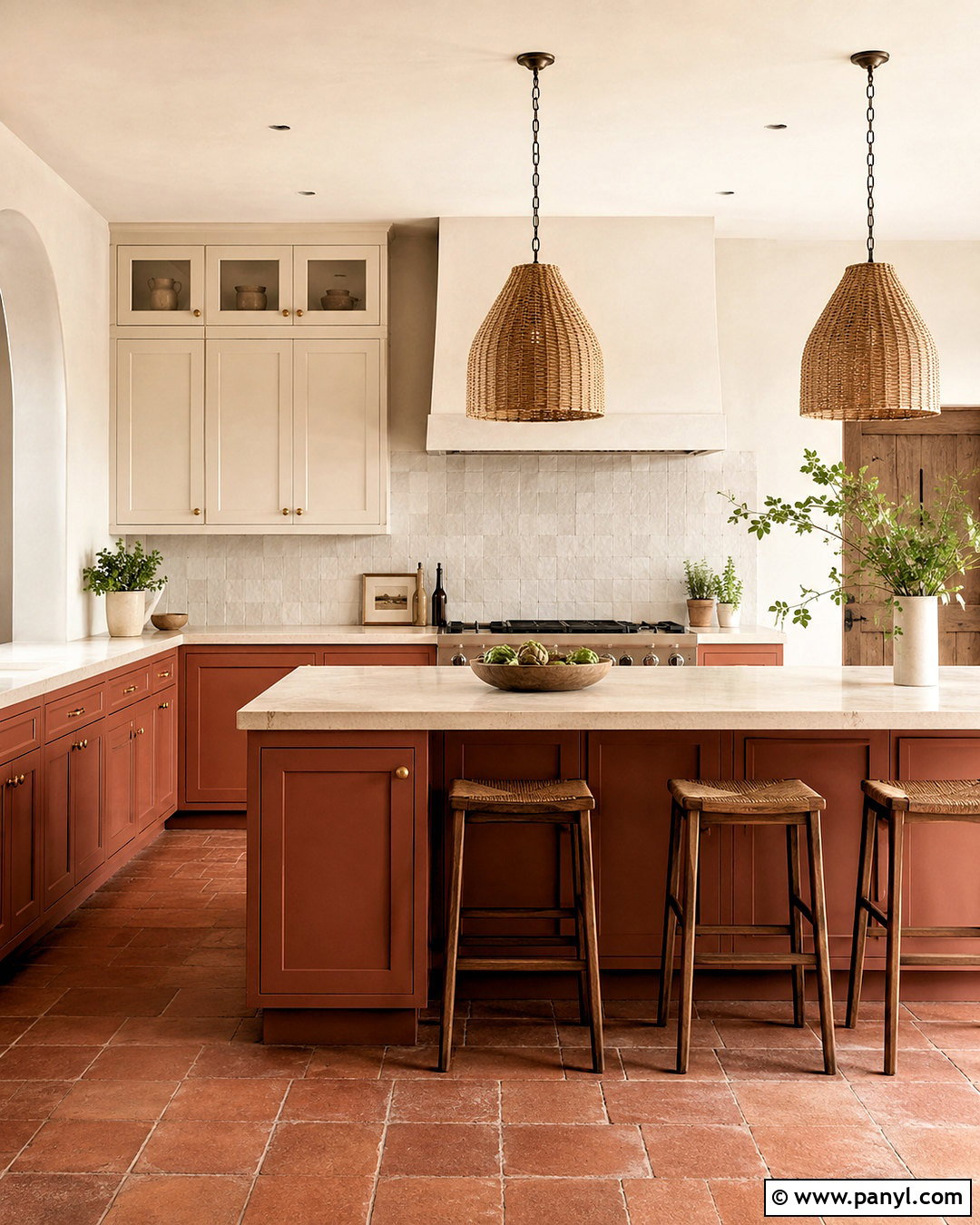 Terracotta And Warm White Kitchen - 20 popular kitchen color combinations