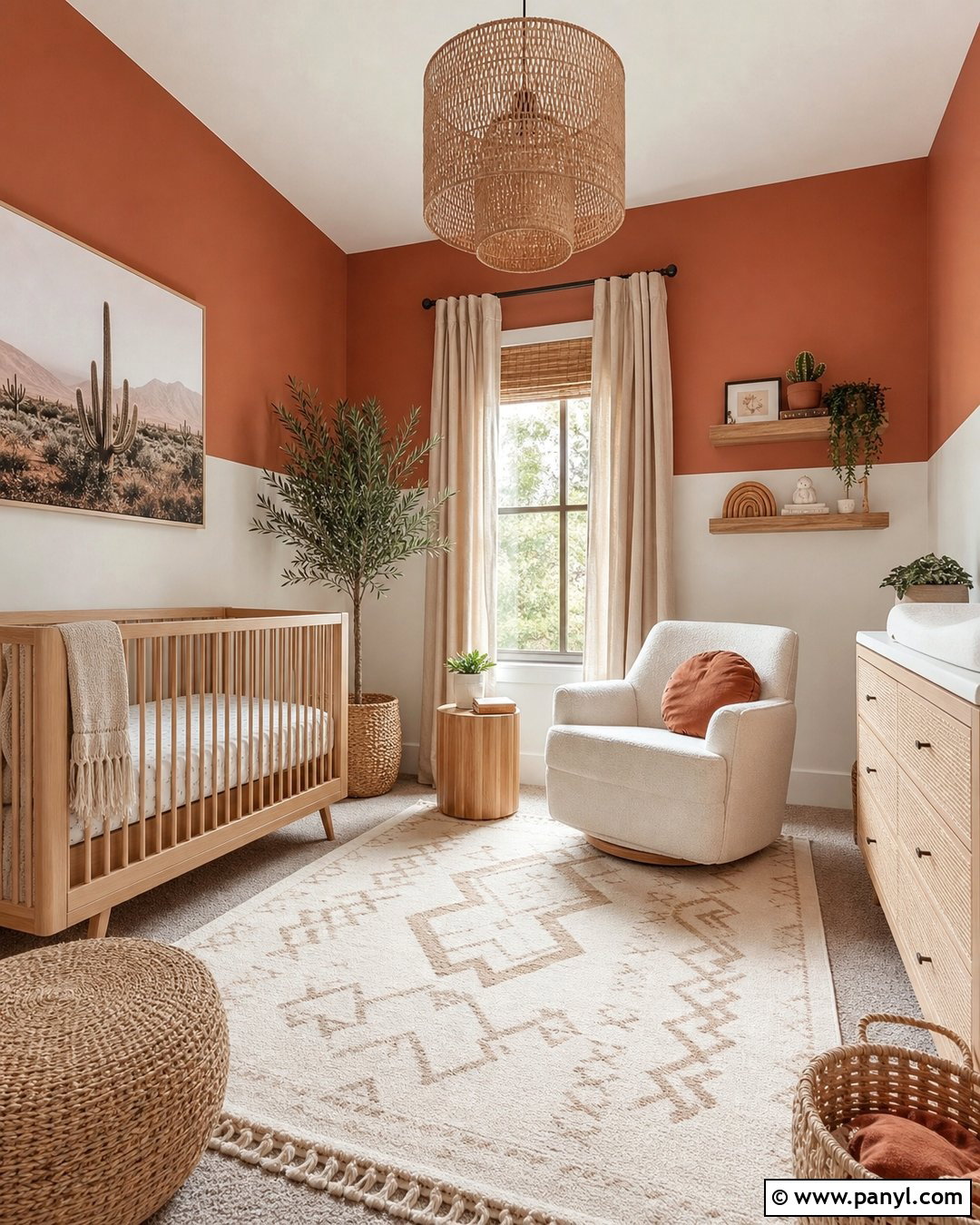 Terracotta And Warm White Nursery Walls - 25 Two Tone Nursery Walls