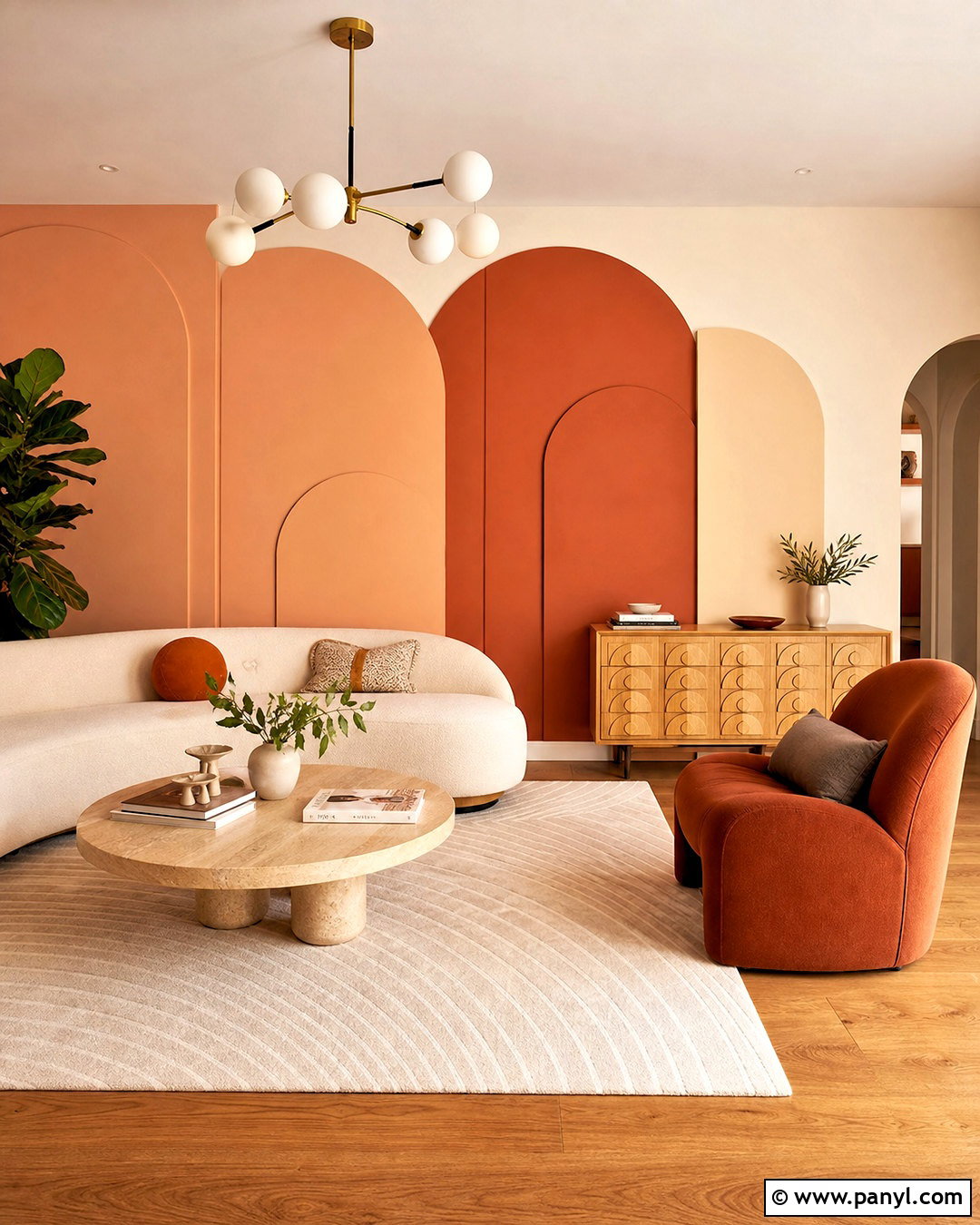 Terracotta Arch Geometric Accent Wall - 20 geometric accent wall ideas