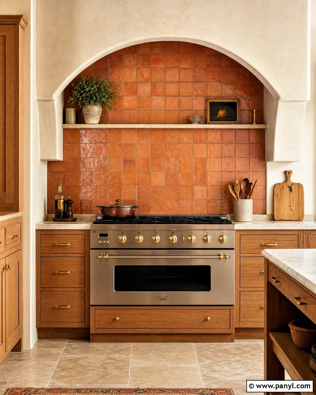Terracotta Backsplash With Range Alcove - 20 terracotta backsplash kitchen ideas