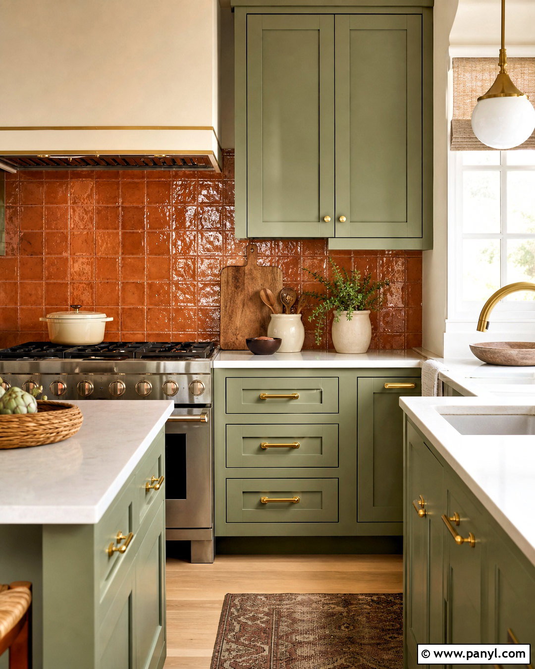 Terracotta Backsplash With Sage Green Cabinets - 20 terracotta backsplash kitchen ideas