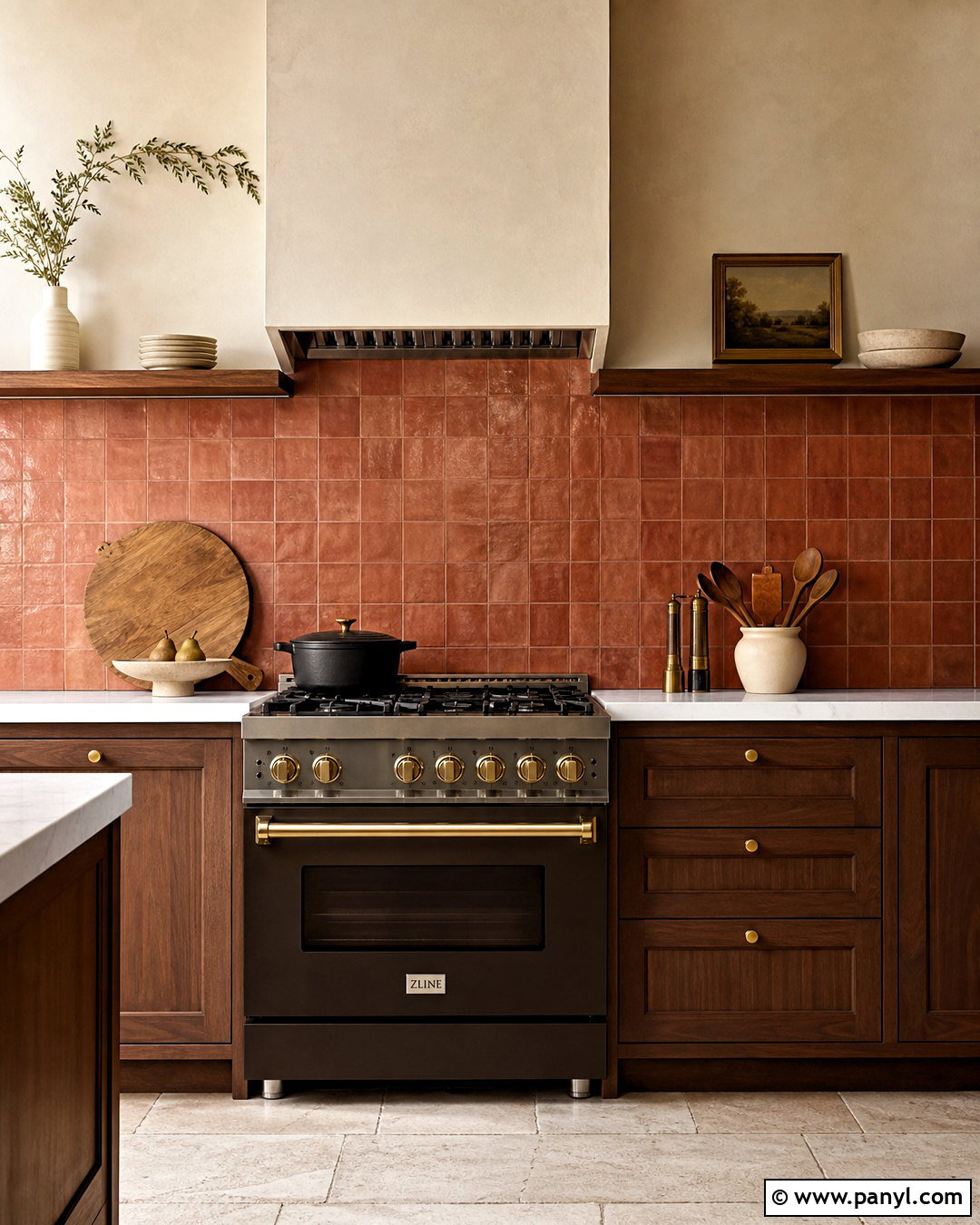 Terracotta Backsplash With Walnut Cabinets - 20 terracotta backsplash kitchen ideas