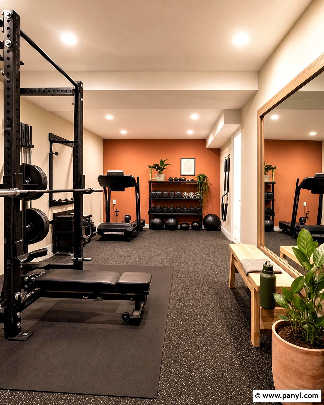 Terracotta Basement Gym - 20 basement colors ideas