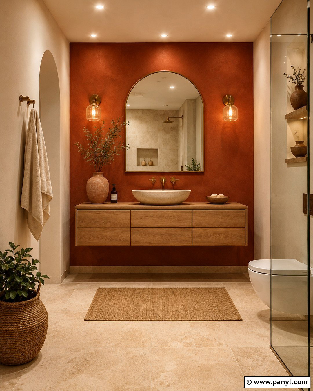 Terracotta Bathroom Wall - 20 One Wall Painted Bathroom Ideas