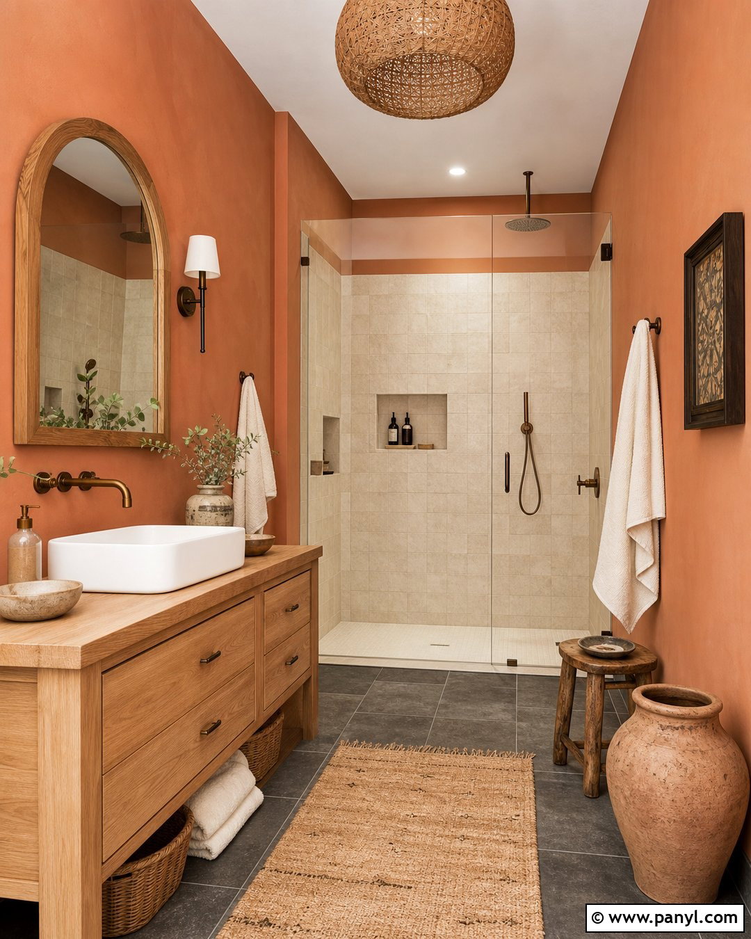 Terracotta Bathroom Walls - 20 Bathroom Wall Color With Gray Floor Ideas