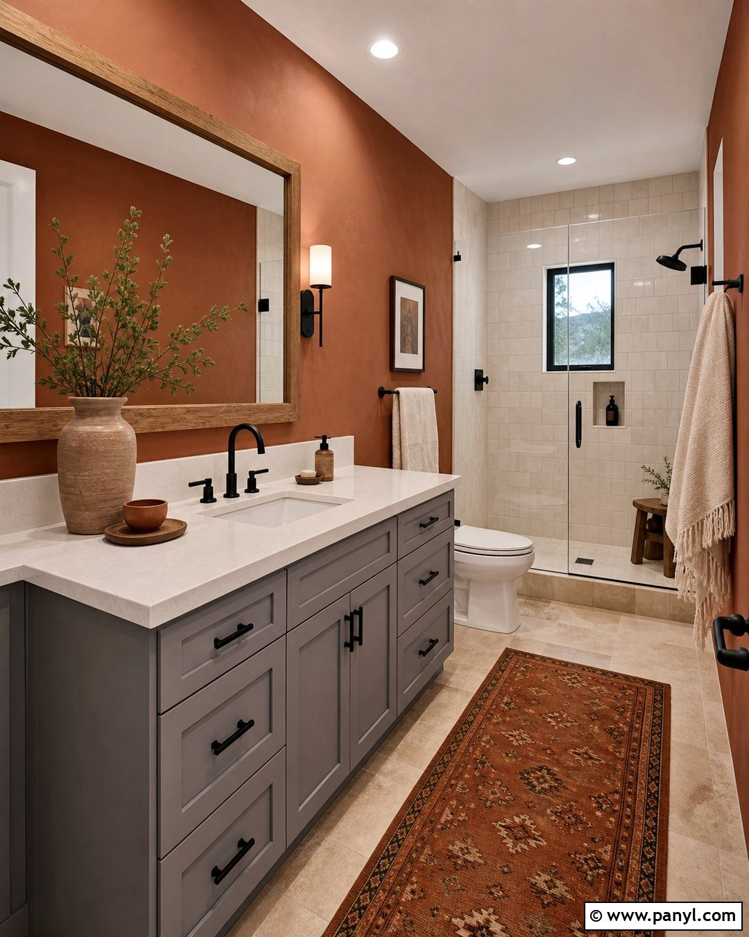Terracotta Bathroom Walls - 35 grey vanity bathroom wall colors