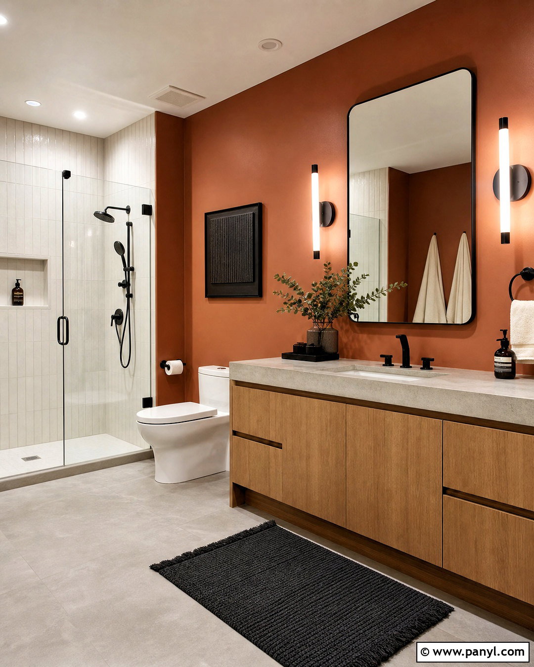Terracotta Bathroom Walls With Black Fixtures - 20 terracotta bathroom walls