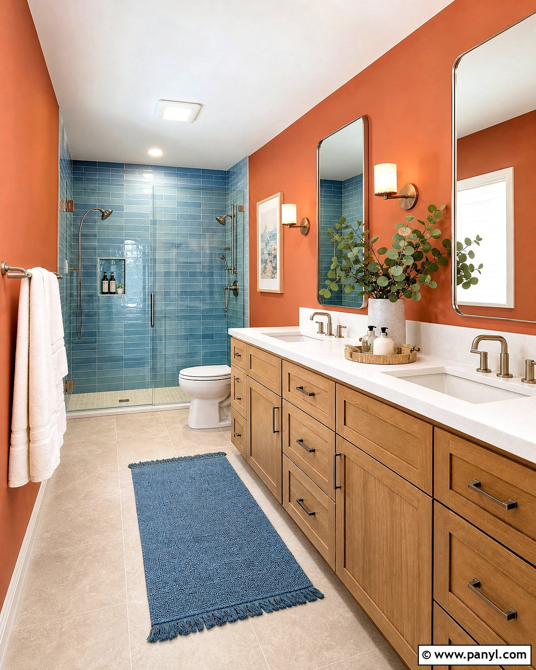 Terracotta Bathroom Walls With Blue Tile - 20 terracotta bathroom walls