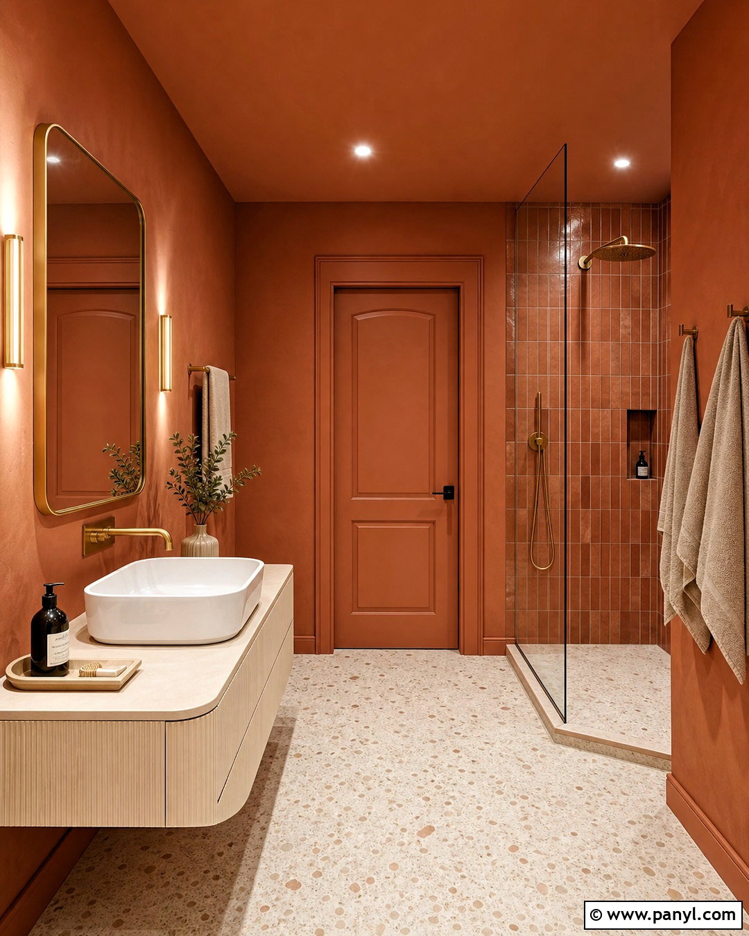 Terracotta Bathroom Walls With Color Drenching - 20 terracotta bathroom walls