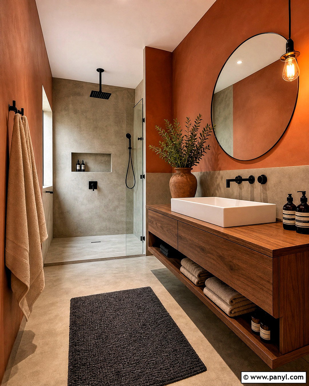 Terracotta Bathroom Walls With Concrete - 20 terracotta bathroom walls