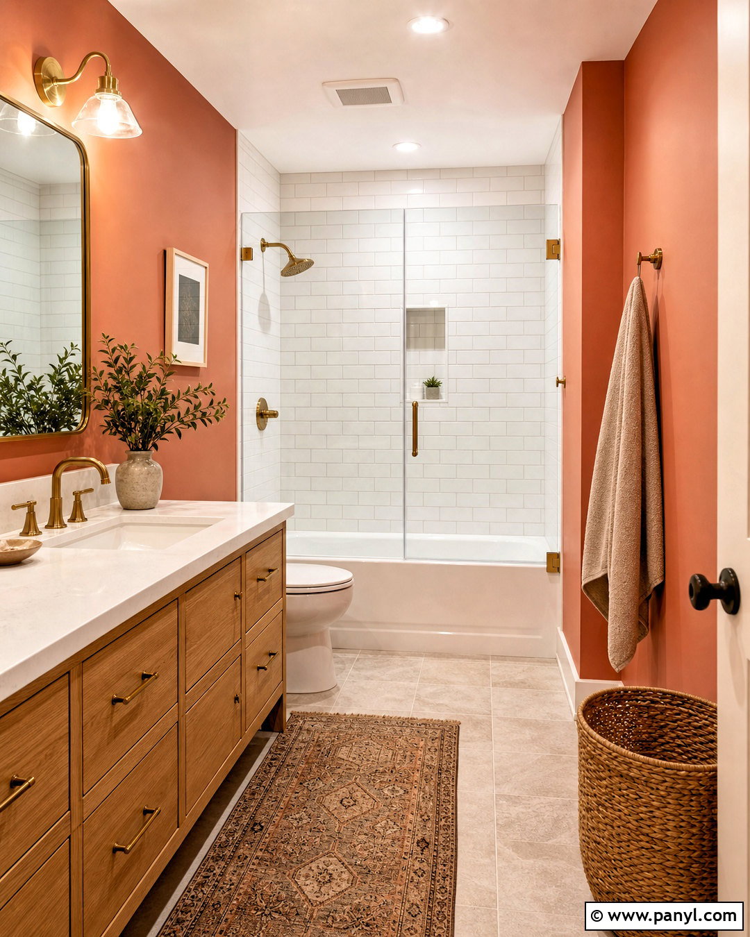 Terracotta Bathroom Walls With White Tile - 20 terracotta bathroom walls