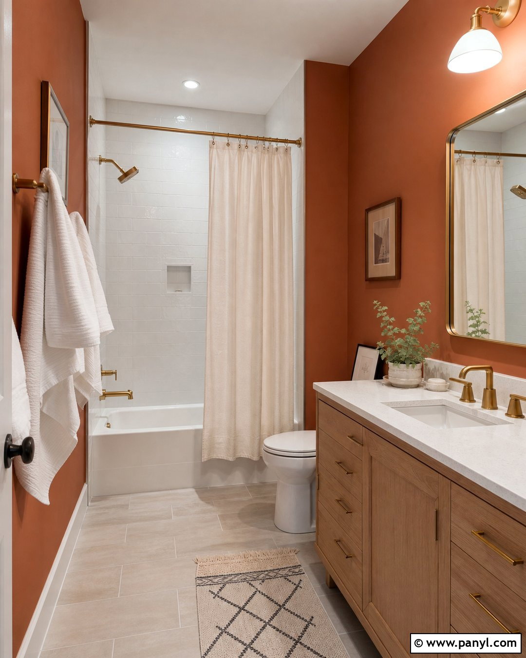 Terracotta Bathroom Walls With White Tile - 40 Terracotta Wall Color Ideas