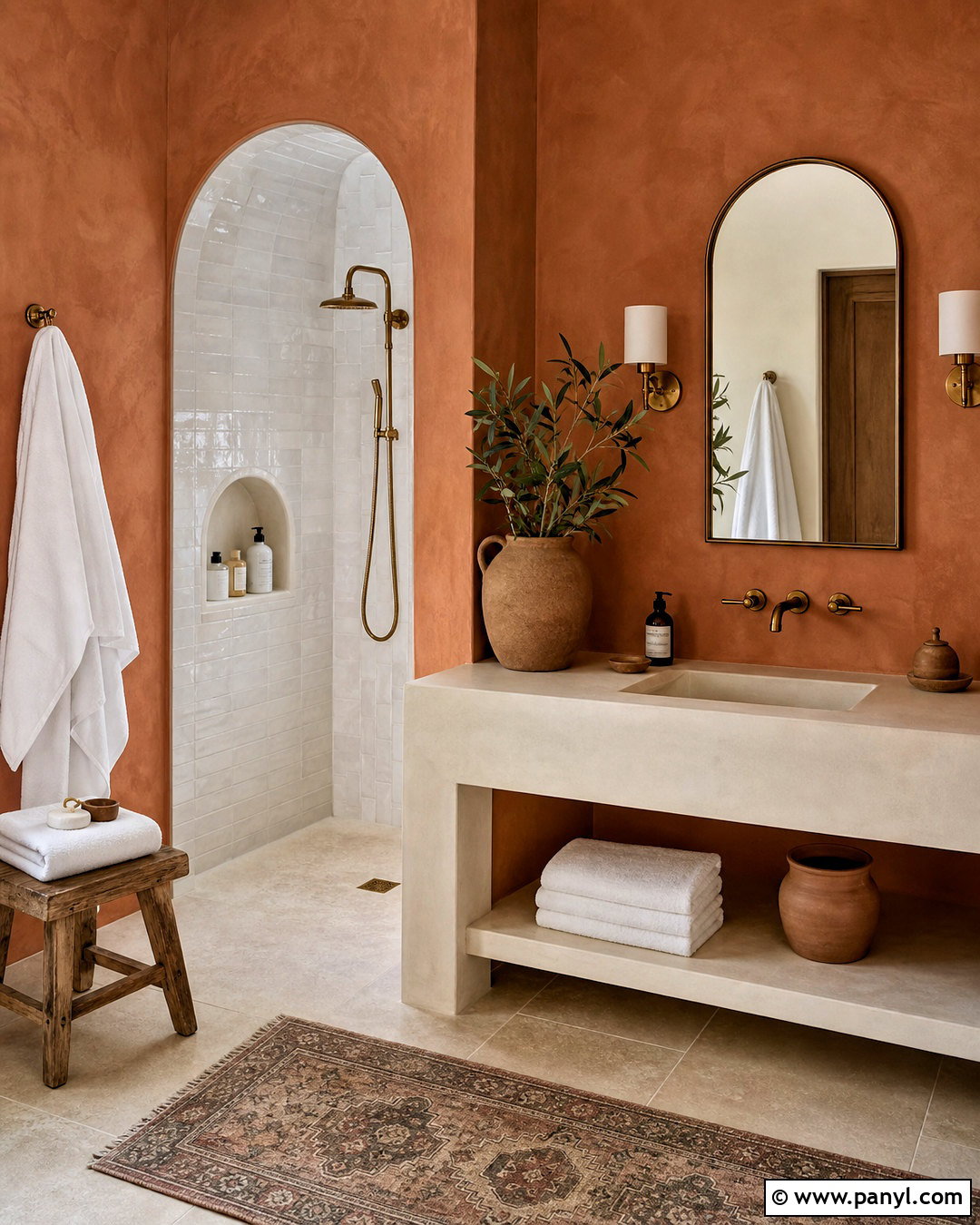 Terracotta Bathroom Walls With Zellige Tile - 20 terracotta bathroom walls