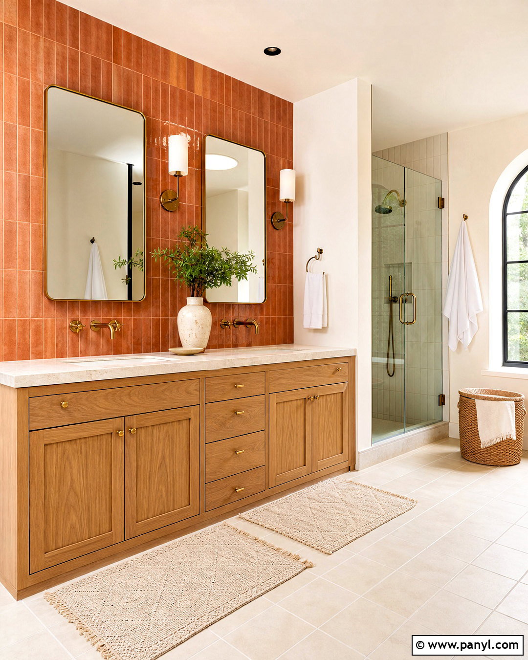 Terracotta Bathroom With Brass Fixtures - 20 terracotta bathroom ideas