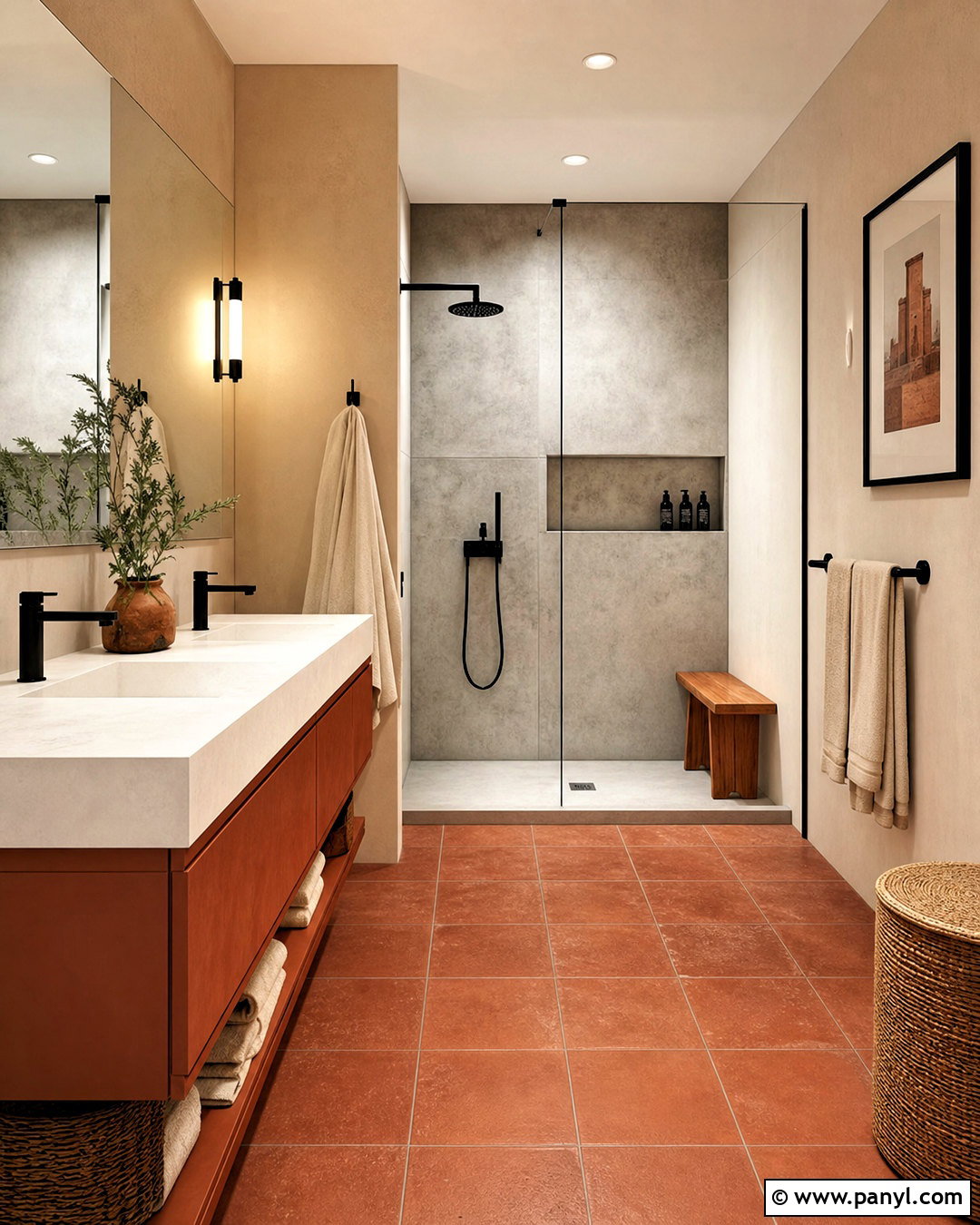 Terracotta Bathroom With Concrete - 20 terracotta bathroom ideas