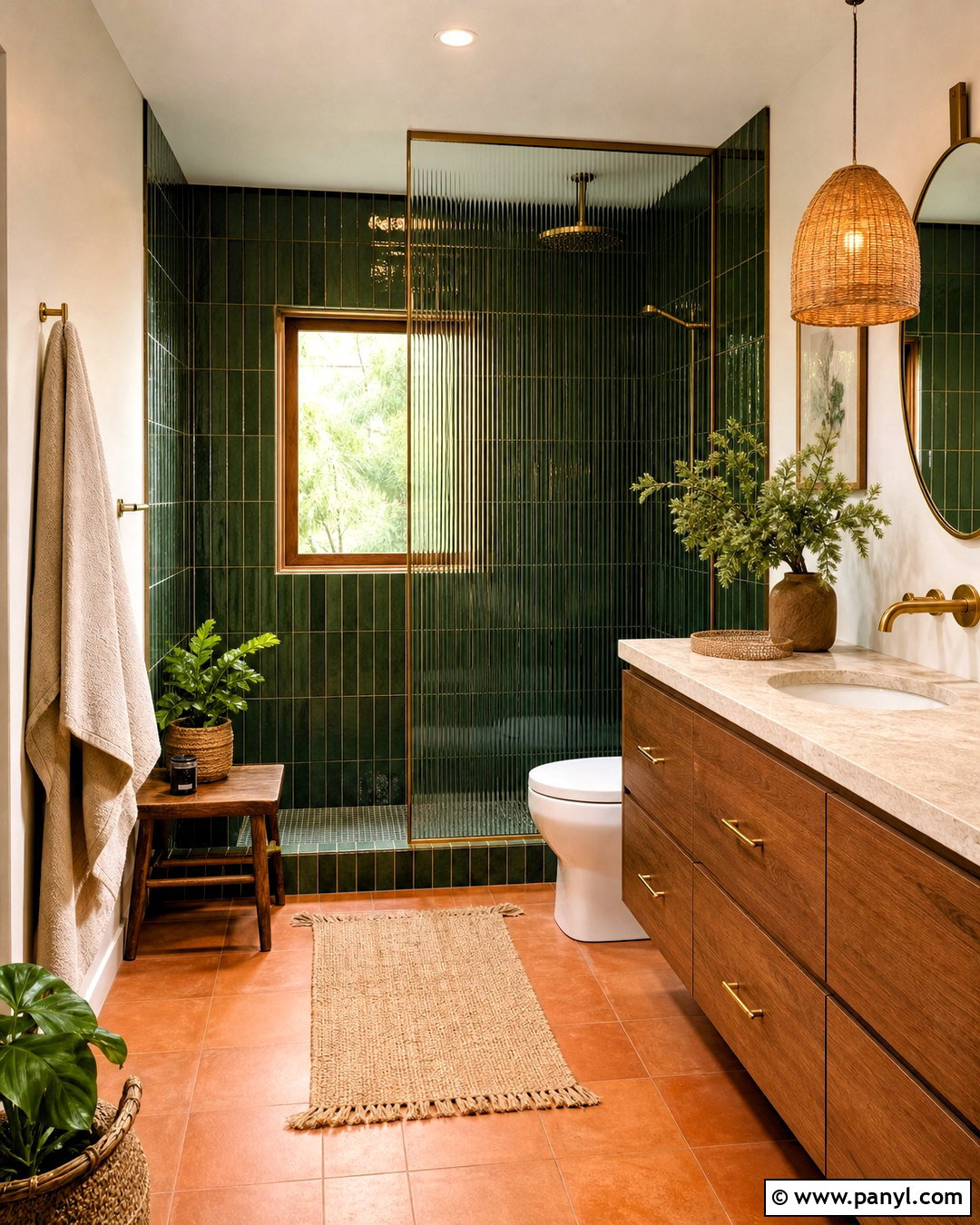 Terracotta Bathroom With Green Tile - 20 terracotta bathroom ideas