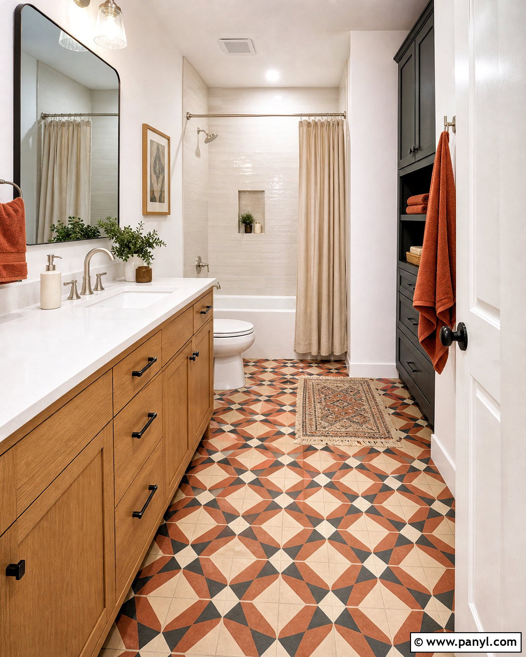 Terracotta Bathroom With Patterned Floor - 20 terracotta bathroom ideas