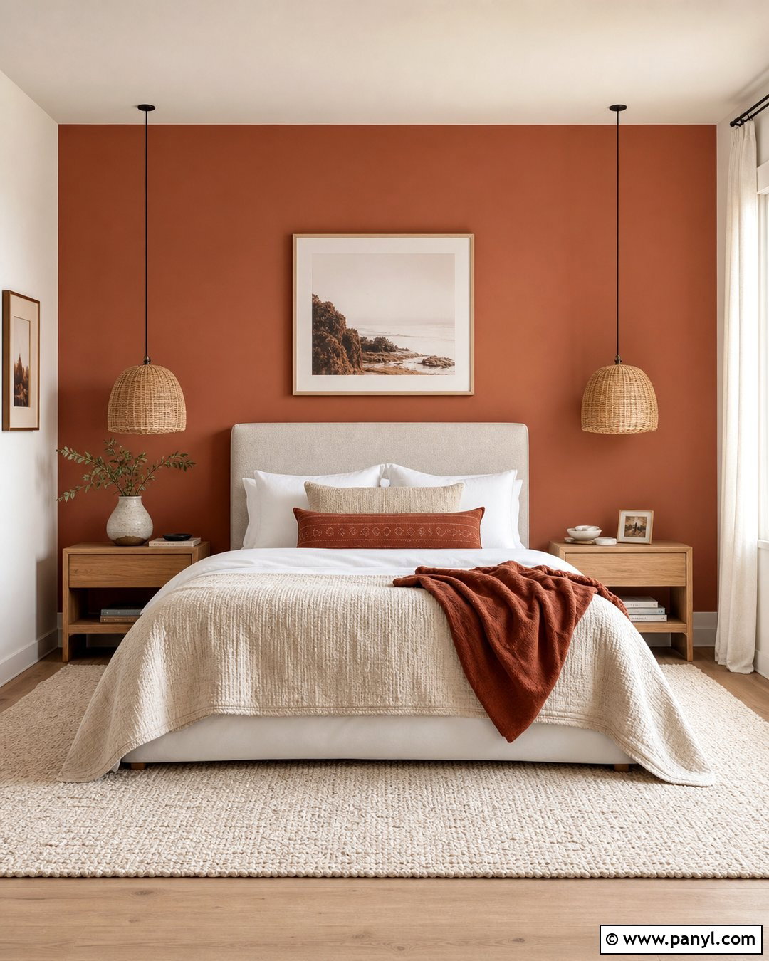 Terracotta Bedroom Wall Behind The Bed - 40 Terracotta Wall Color Ideas
