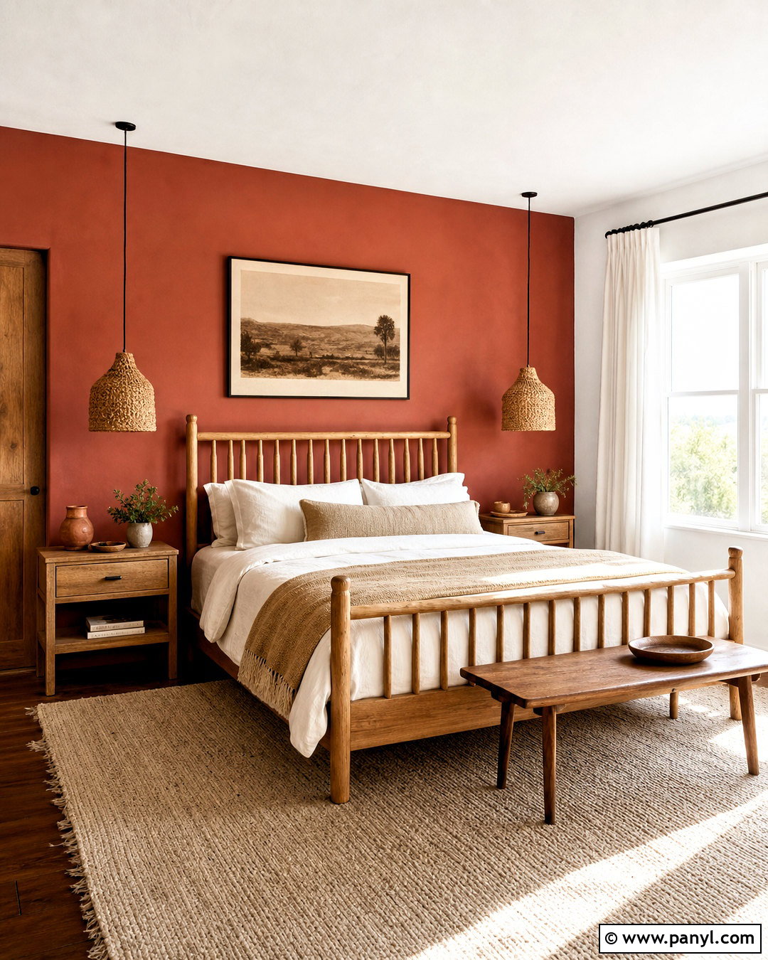 Terracotta Bedroom Walls With Natural Wood - 20 terracotta bedroom walls