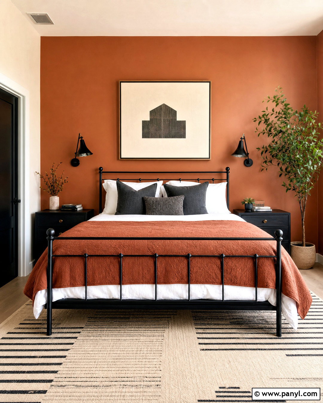 Terracotta Bedroom With Black Accents - 20 terracotta bedroom ideas