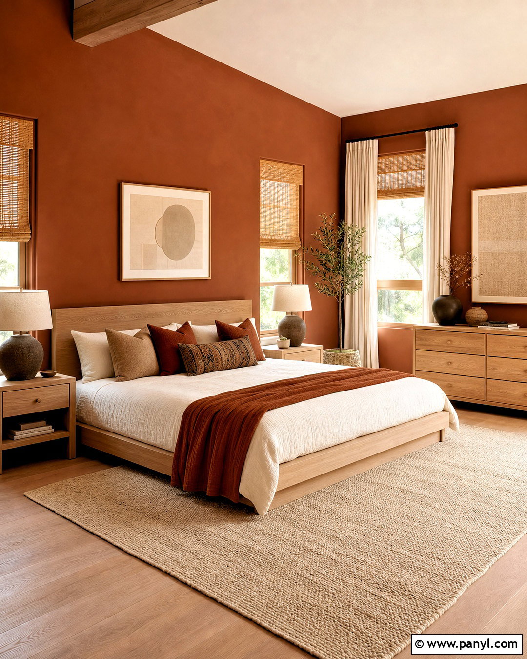 Terracotta Bedroom With Natural Wood - 20 terracotta bedroom ideas
