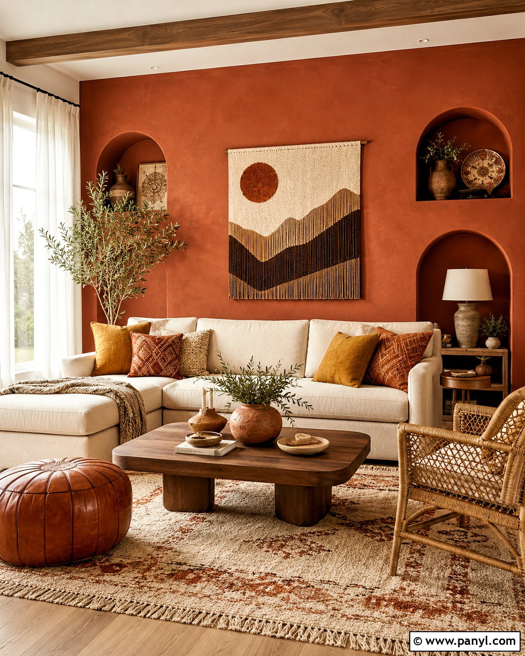 Terracotta Boho Accent Wall - 20 boho accent wall ideas