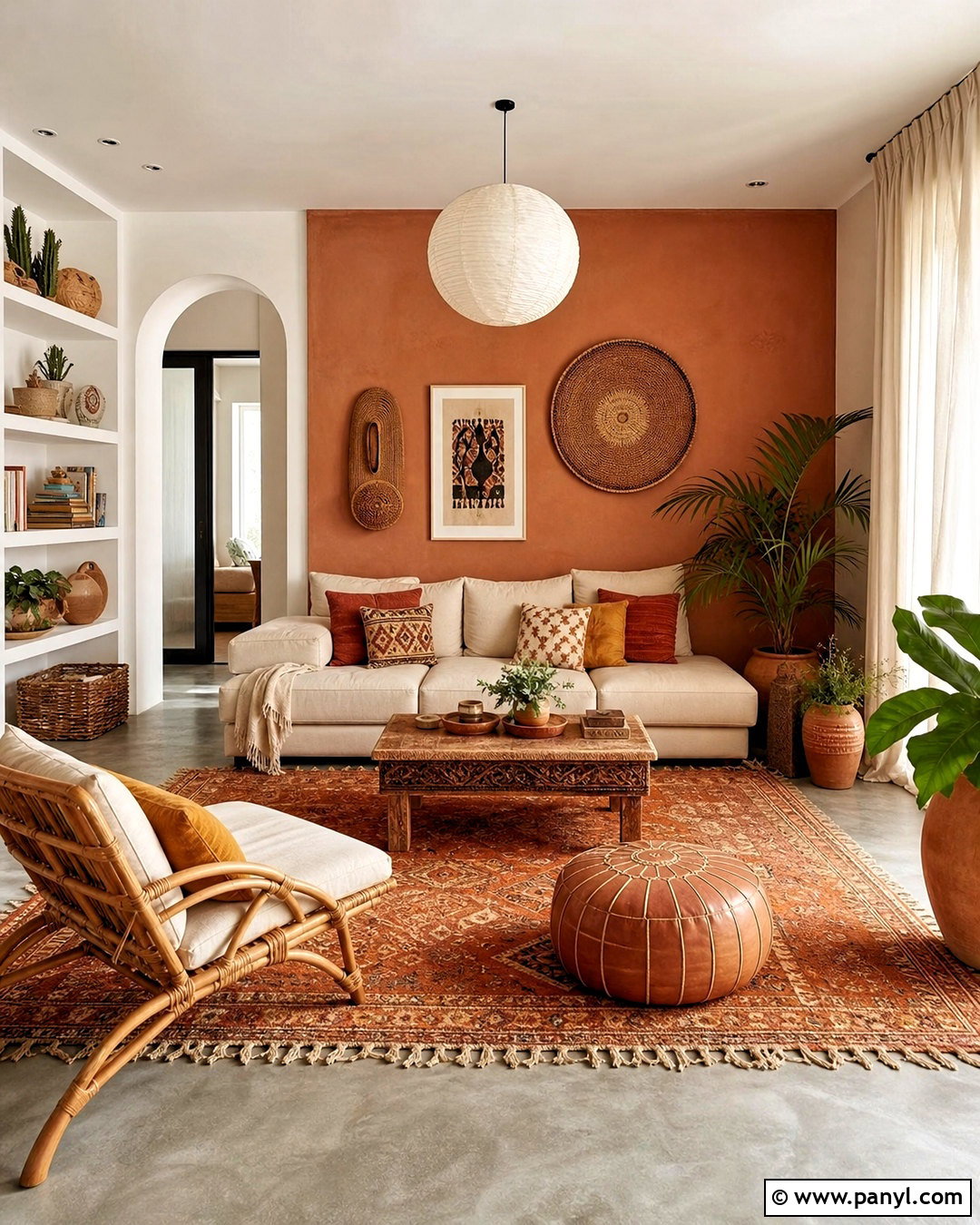 Terracotta Boho Living Room - 20 terracotta interior design ideas