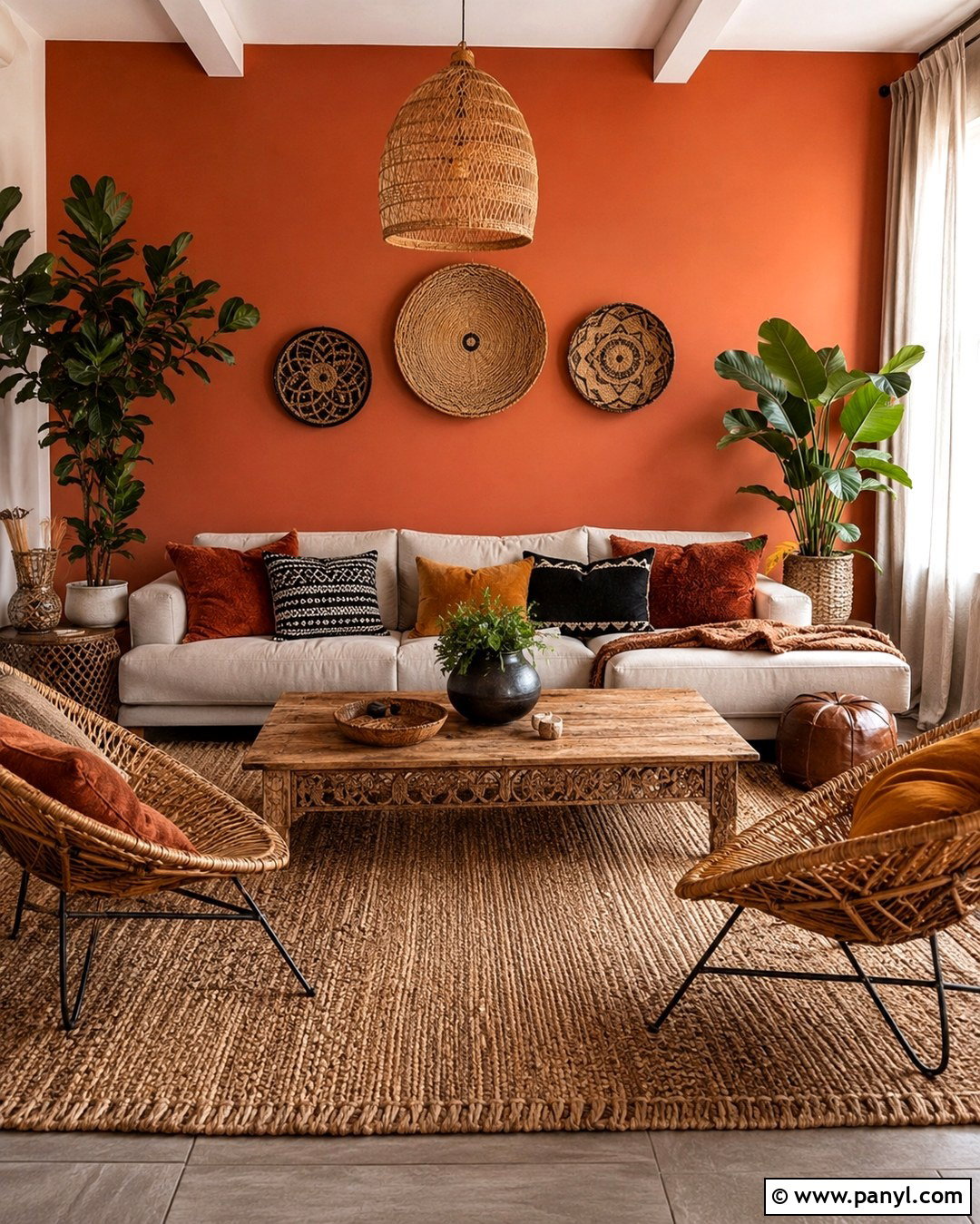 Terracotta Boho Living Room Wall - 20 terracotta interior wall ideas